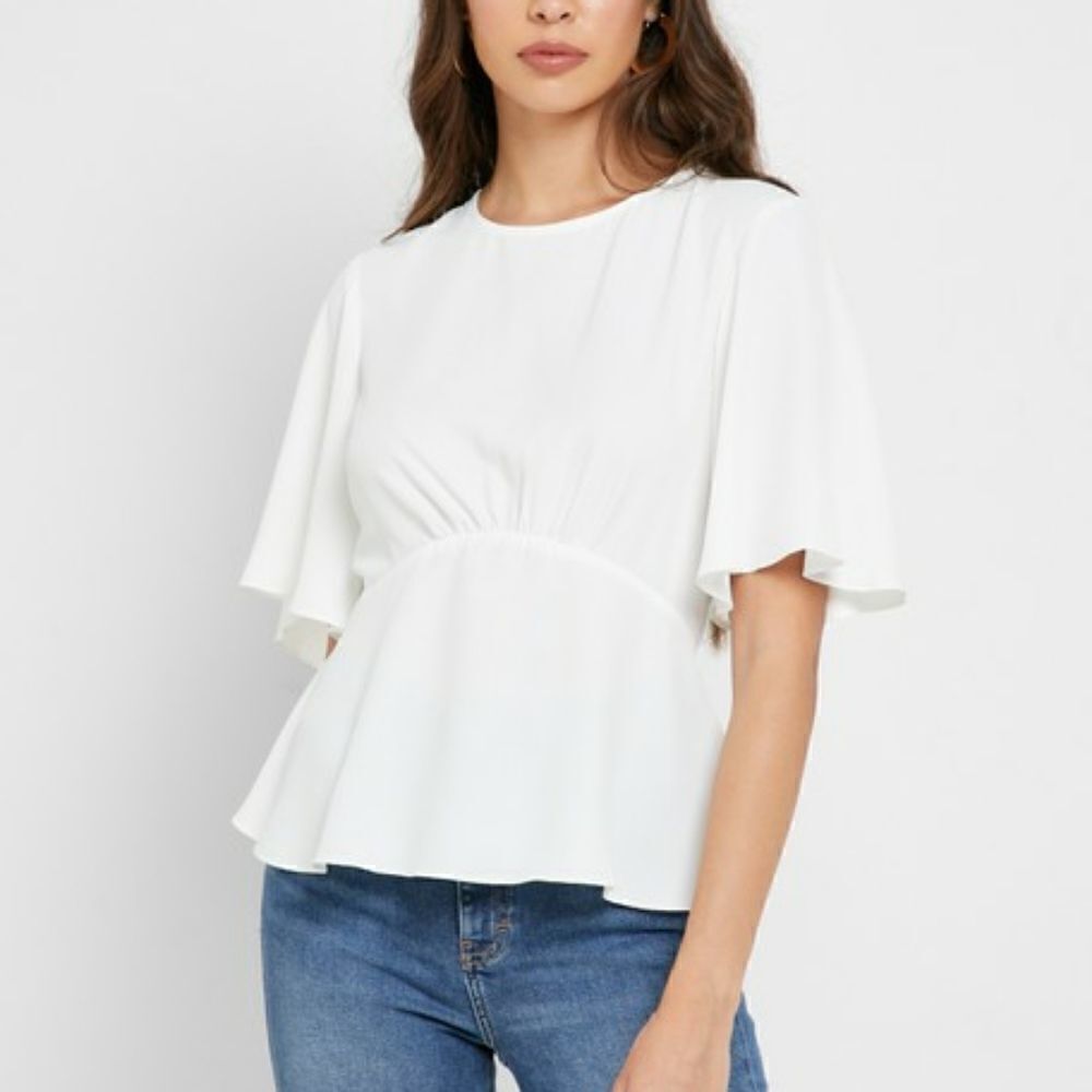 Topshop white angel sleeve open back blouse